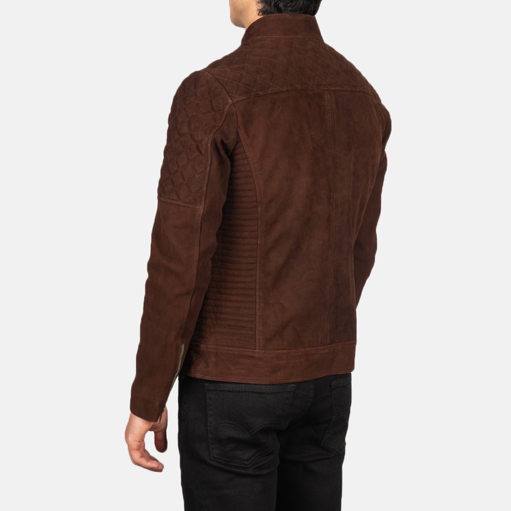 Fernando Quilted Brown Suede Biker Jacket - Image 5
