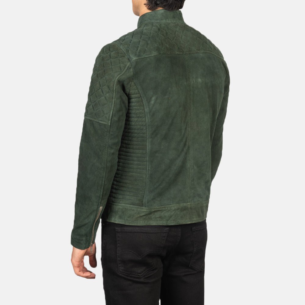 Fernando Quilted Green Suede Biker Jacket - Image 8