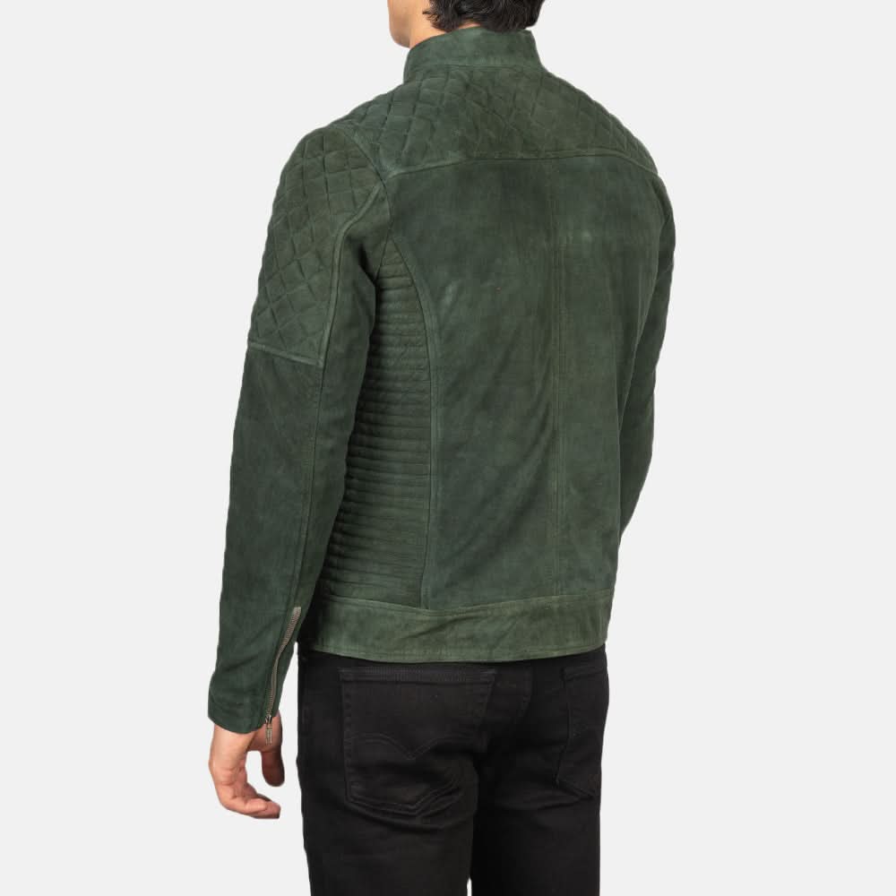 Fernando Quilted Green Suede Biker Jacket - Image 6