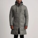 Floyd Grey Hooded Leather Puffer Coat