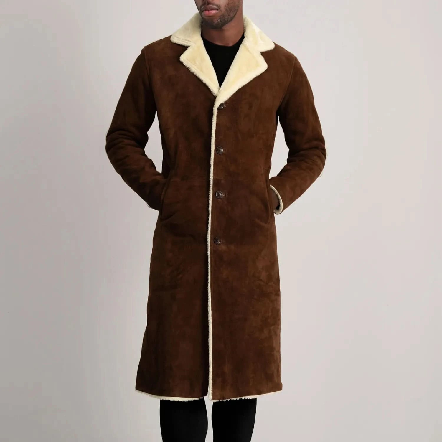 Kolby Brown Suede Shearling Coat - Image 5