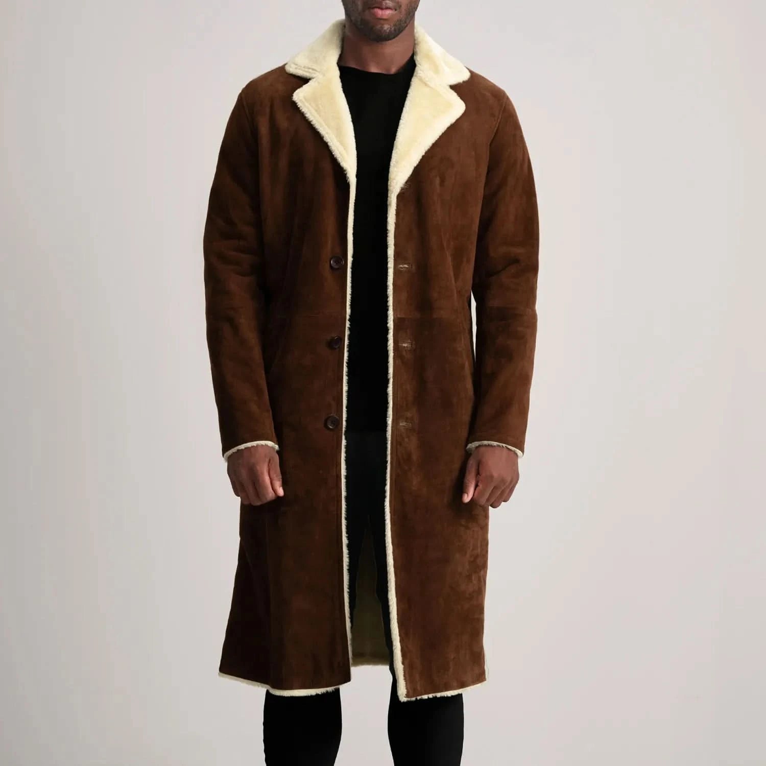 Kolby Brown Suede Shearling Coat - Image 4