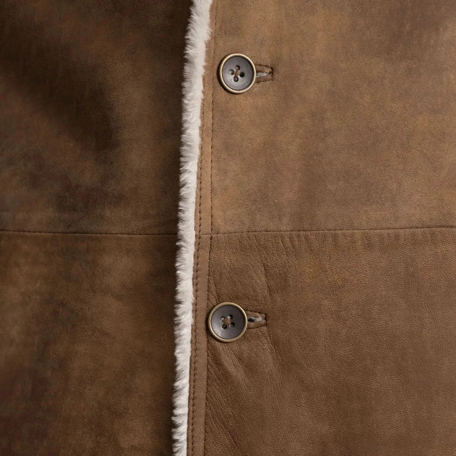 Kolby Distressed Brown Leather Shearling Coat - Image 5