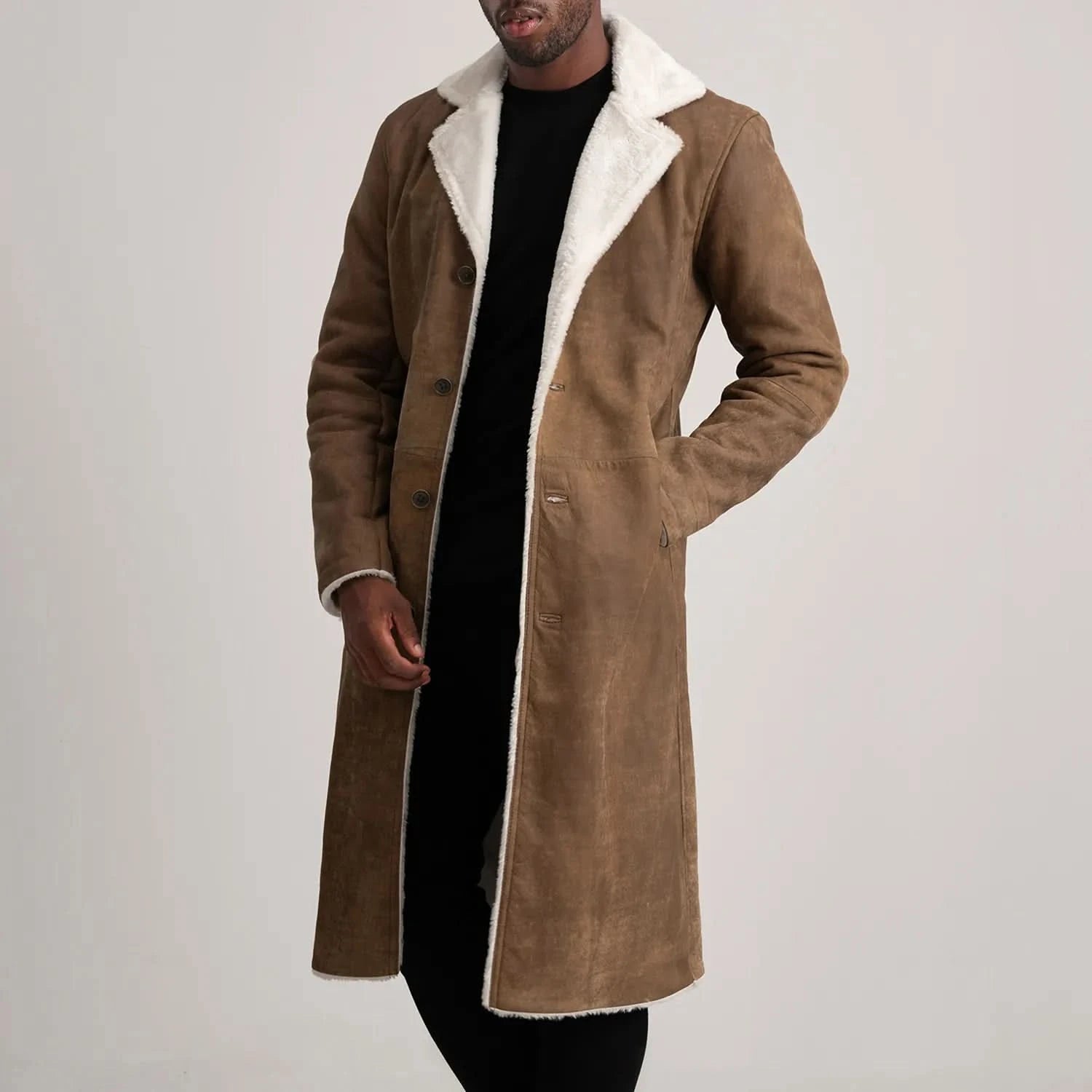 Kolby Distressed Brown Leather Shearling Coat - Image 2