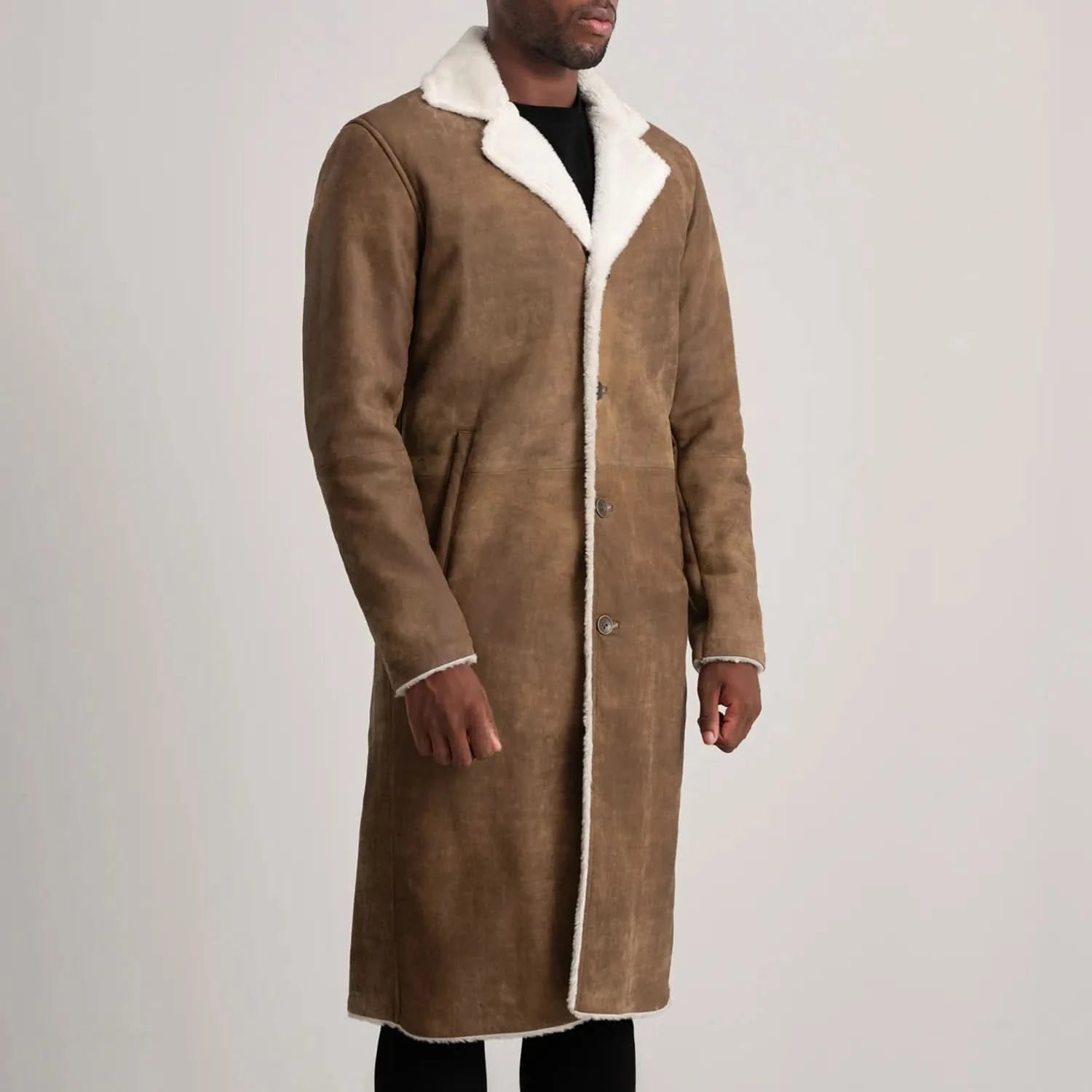 Kolby Distressed Brown Leather Shearling Coat - Image 3