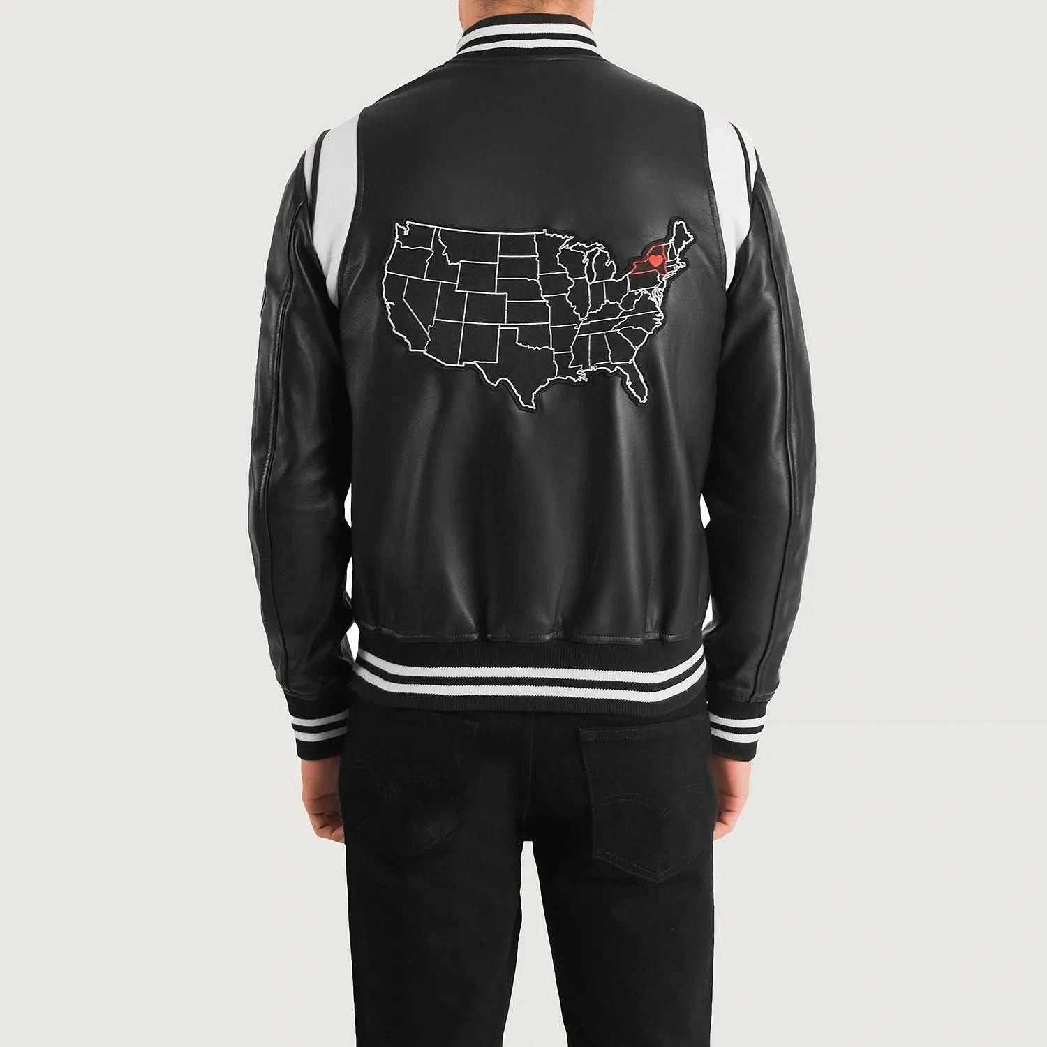 Liberte New York Black Leather Varsity Jacket - Image 3