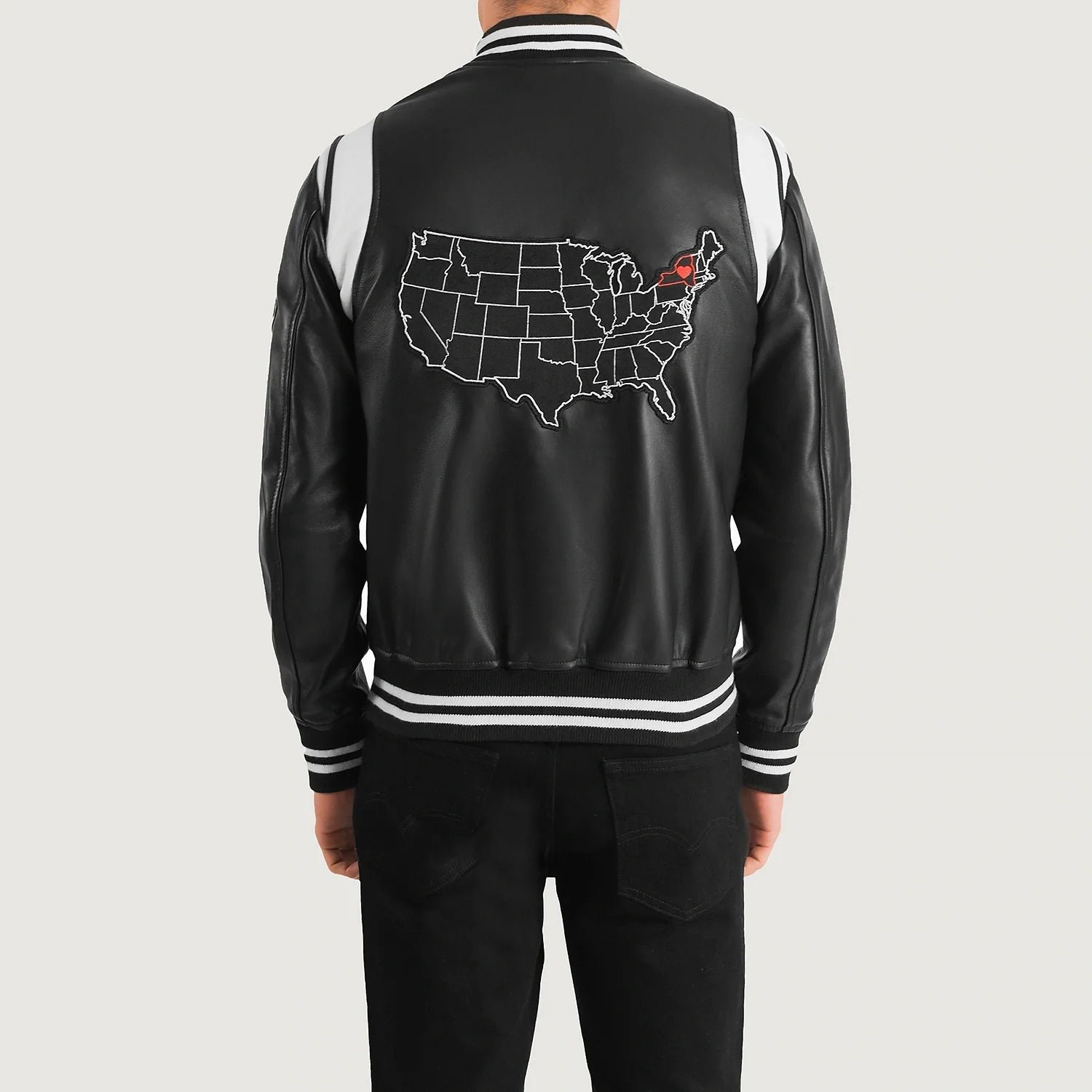 Liberte New York Black Leather Varsity Jacket - Image 2