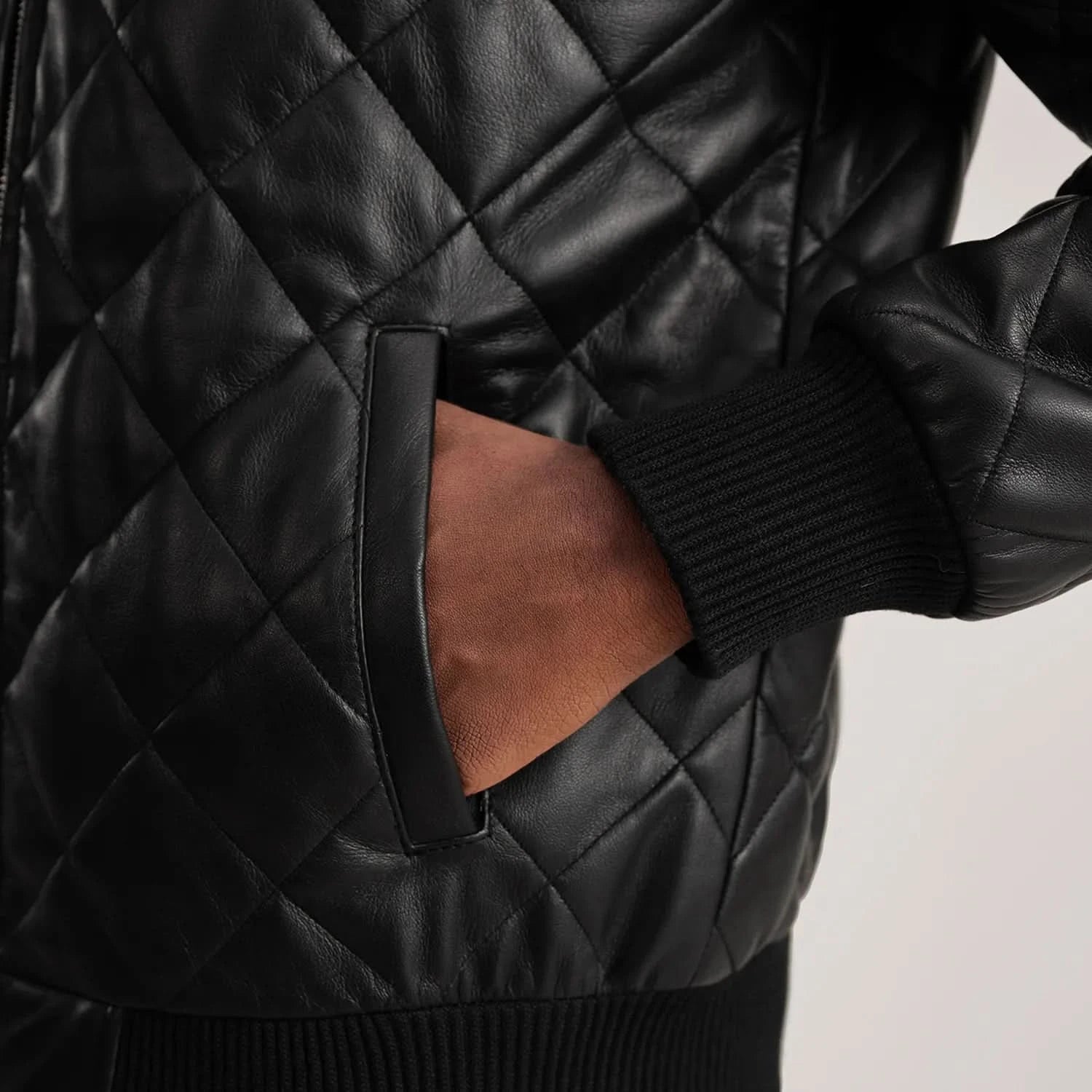 Norman Black Hooded Bomber Leather Puffer Jacket - Image 7