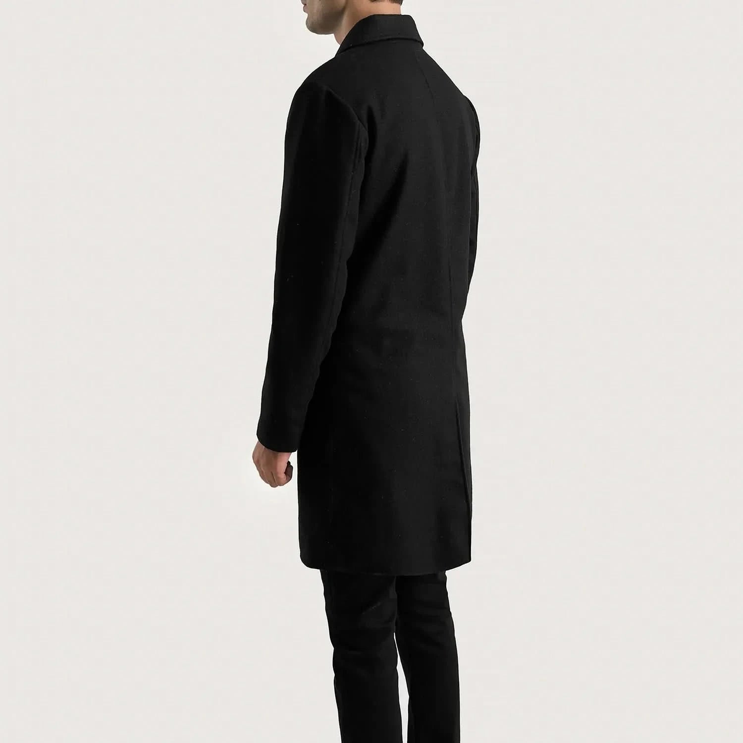 Petrillo Black Wool Single Breasted Coat - Image 2