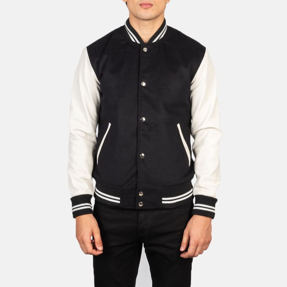 Vaxton Black & White Hybrid Varsity Jacket - Image 6
