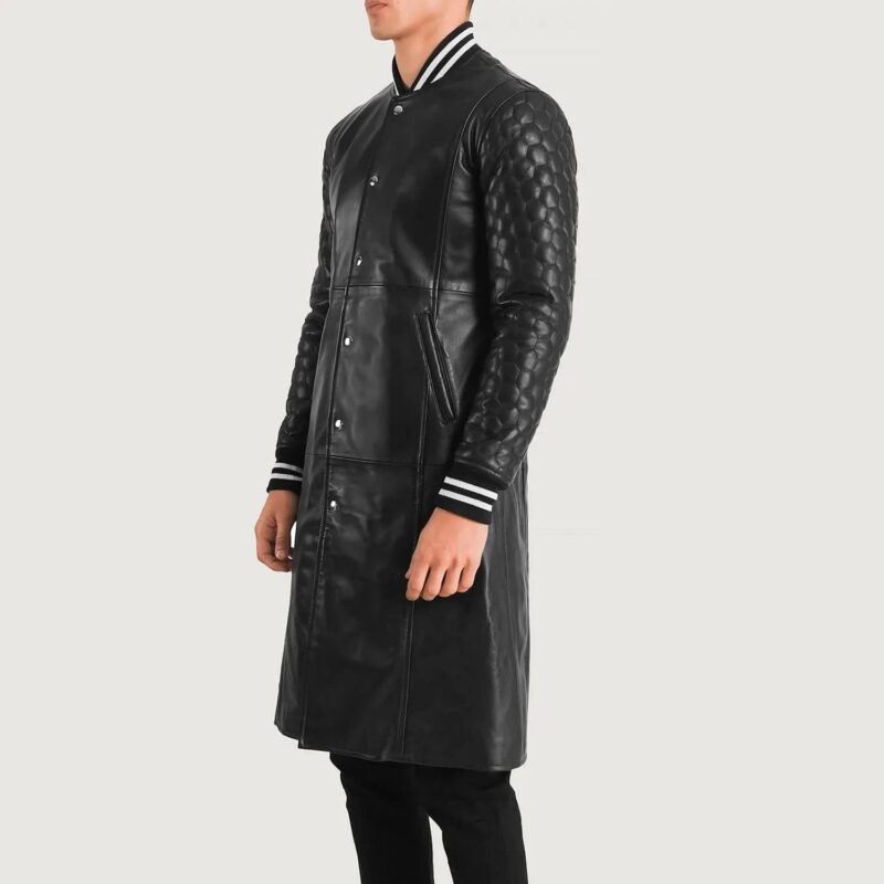 Wilde Black Leather Varsity Coat - Leather Clan
