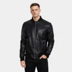 Mens Lambskin Black Bomber Jacket