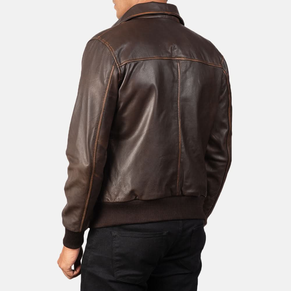 Kingston Men's Brown Leather Bomber Jacket - Image 5