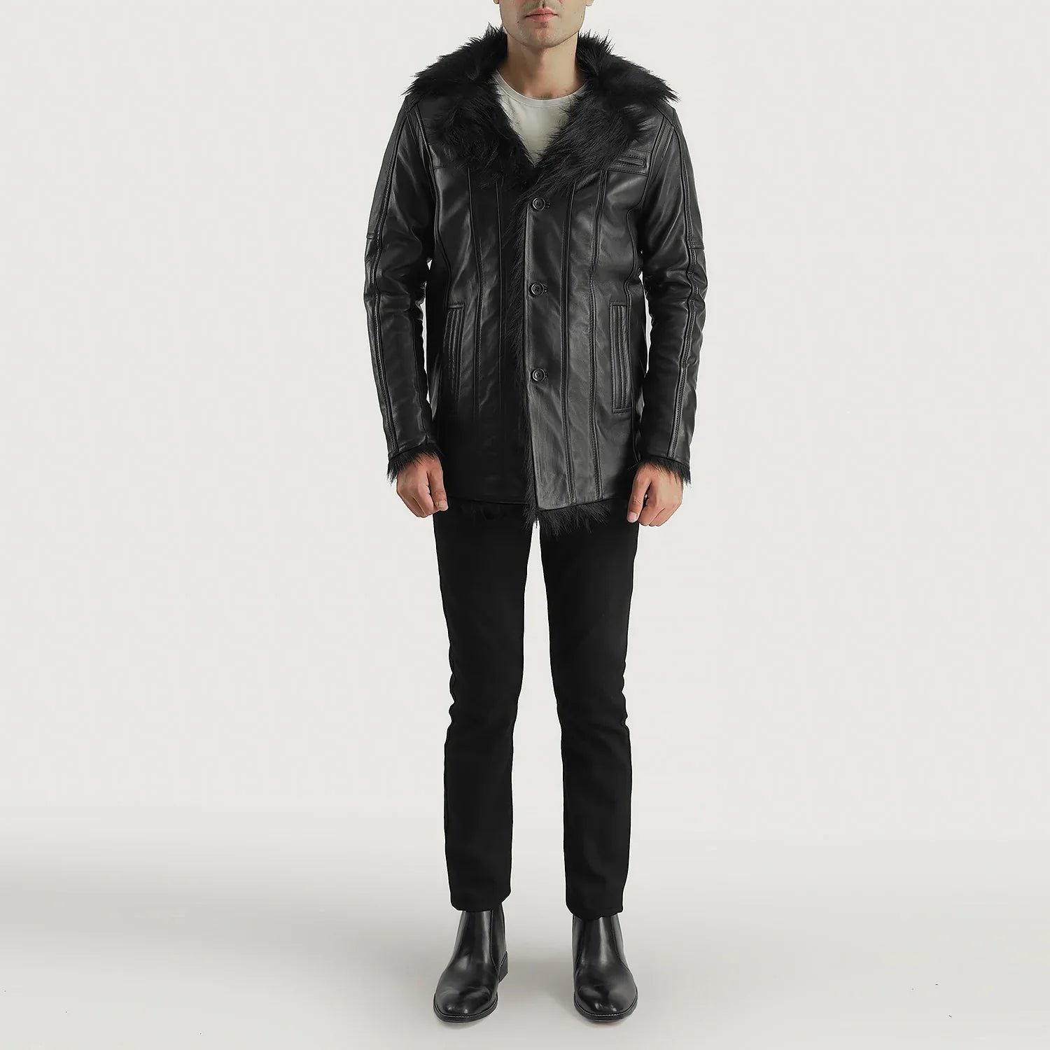 [FS] Furcliff Black Leather Coat - Image 4