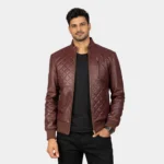 Moda Maroon Leather Bomber Jacket
