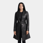 Moonlight Black Leather Trench Coat - Leather Clan