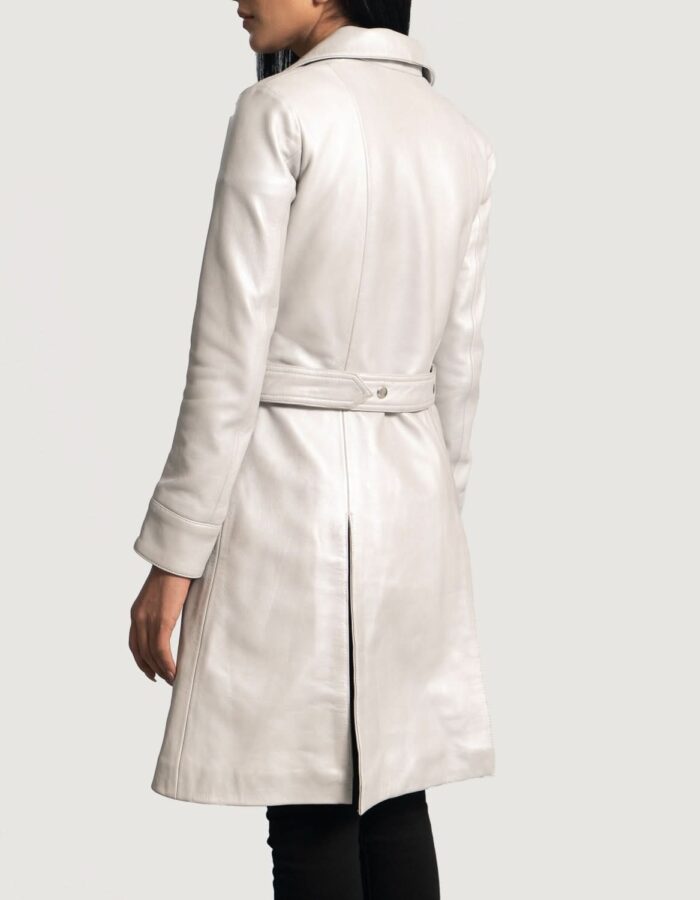 Moonlight Silver Leather Trench Coat - Leather Clan
