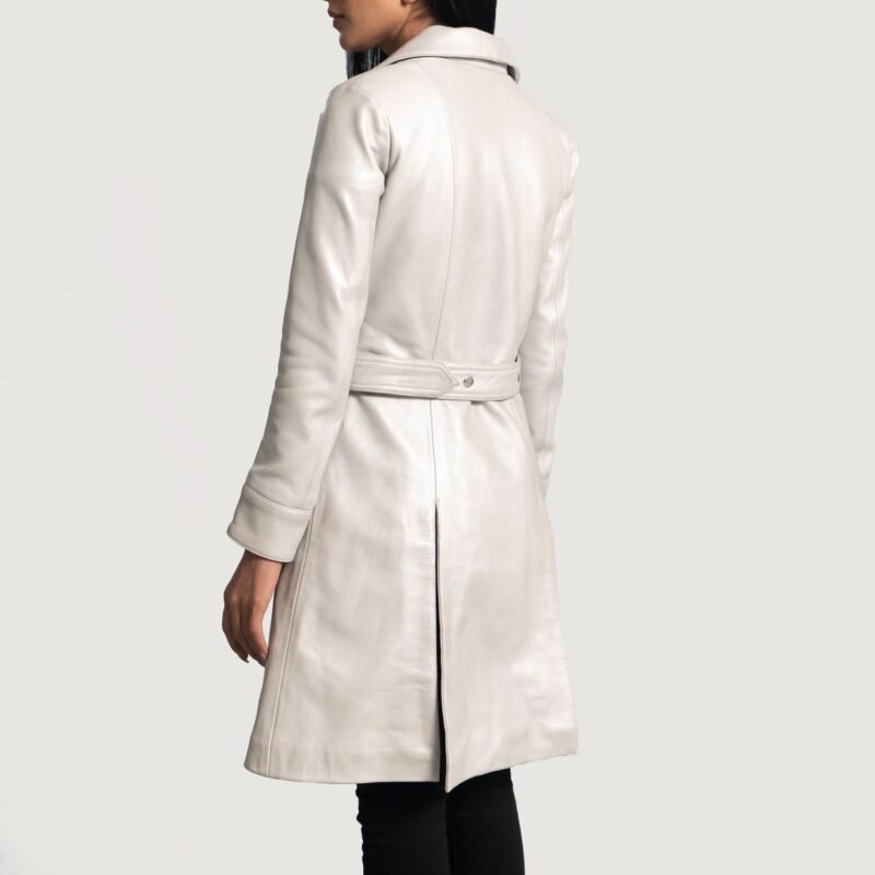 Moonlight Silver Leather Trench Coat - Leather Clan