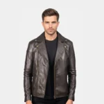 Noah Brown Leather Biker Jacket