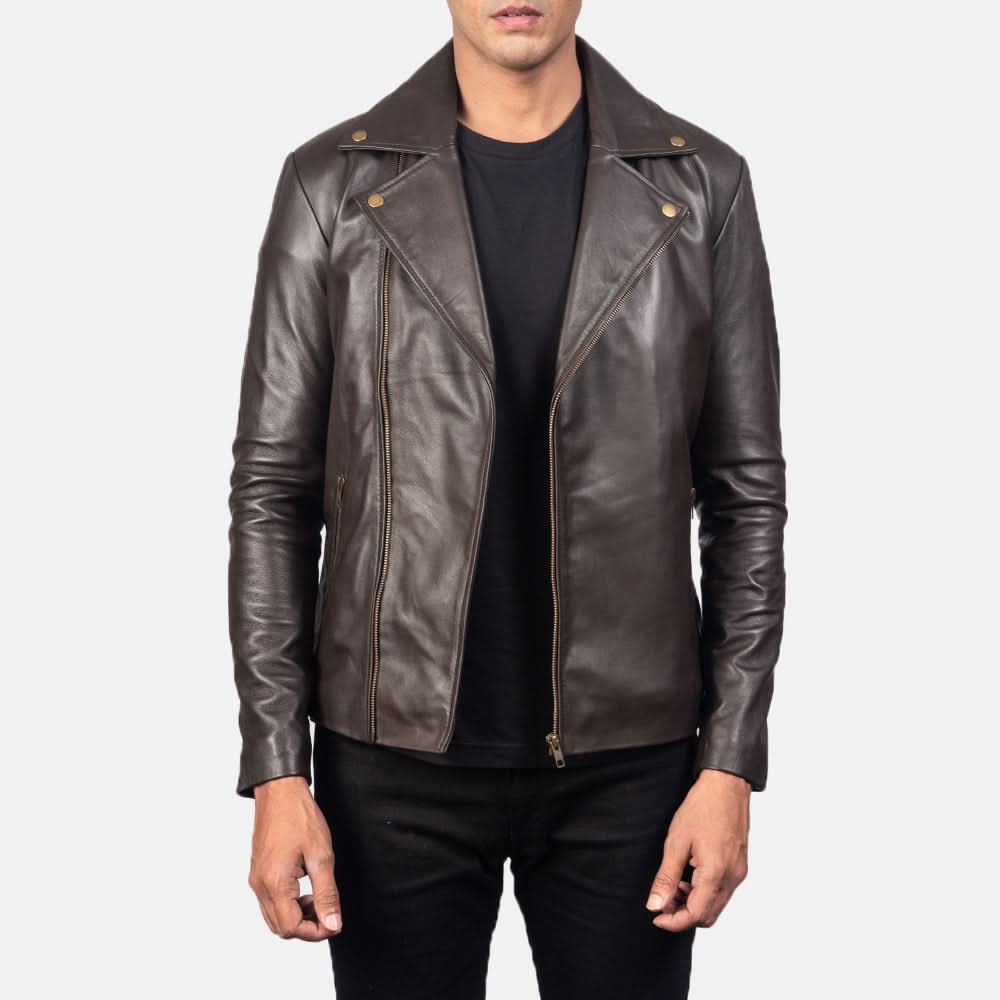 Noah Brown Leather Biker Jacket - Image 3
