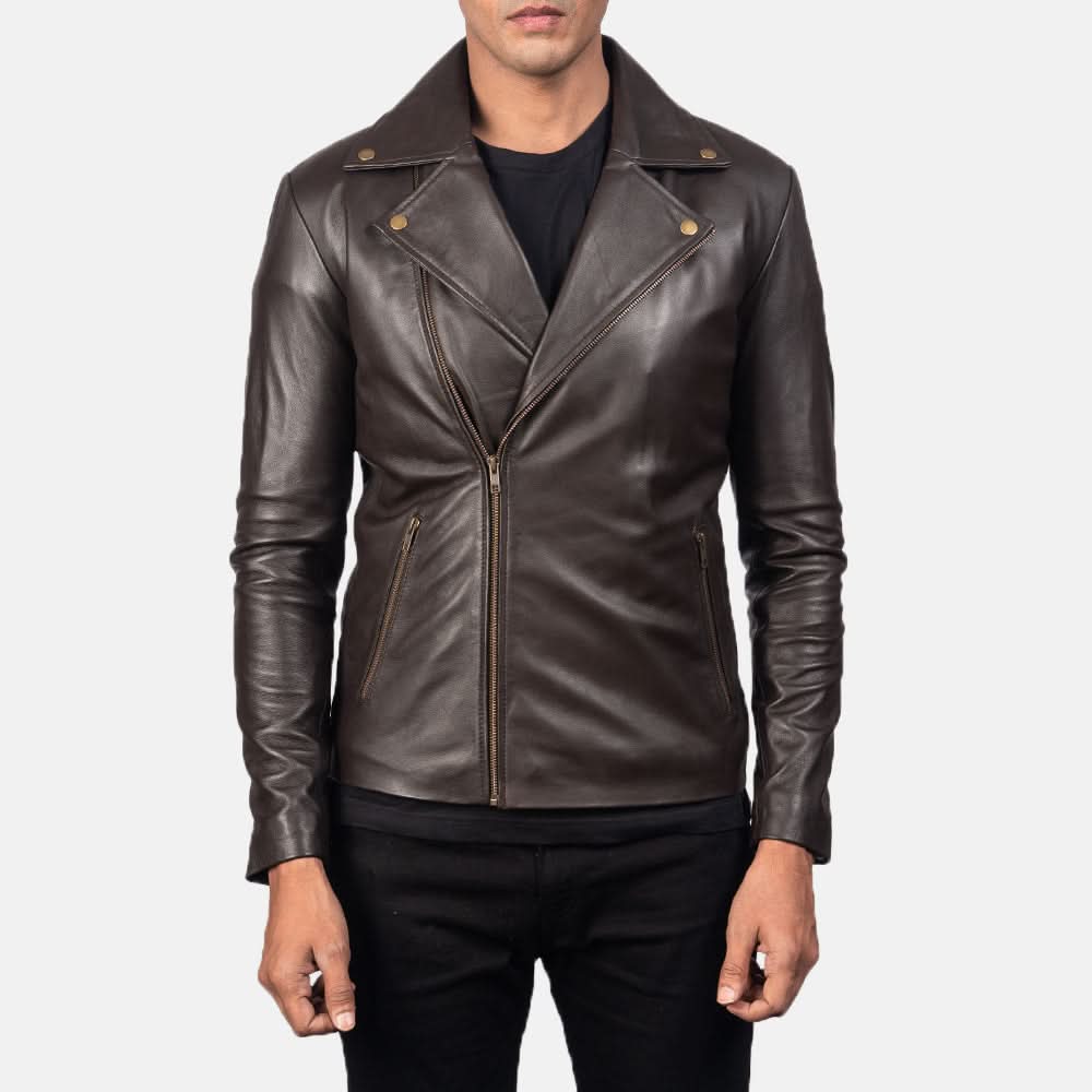 Noah Brown Leather Biker Jacket - Image 4