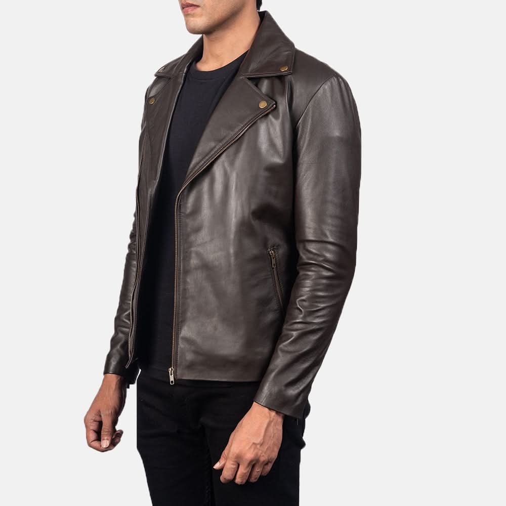 Noah Brown Leather Biker Jacket - Image 7