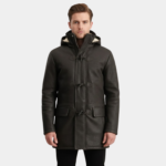 Nolan Tumbled Brown Leather Duffle Coat