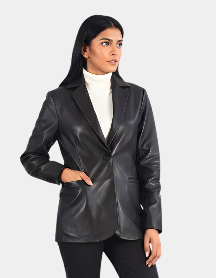 Norma Brown Leather Blazer - Leather Clan