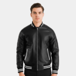 Pascal Black Leather Varsity Jacket