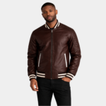 Pascal Maroon Leather Varsity Jacket