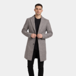 Petrillo Grey Wool Single Breasted Coat