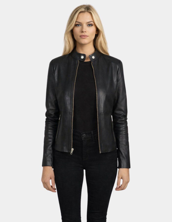 Rave Black Leather Biker Jacket - Leather Clan