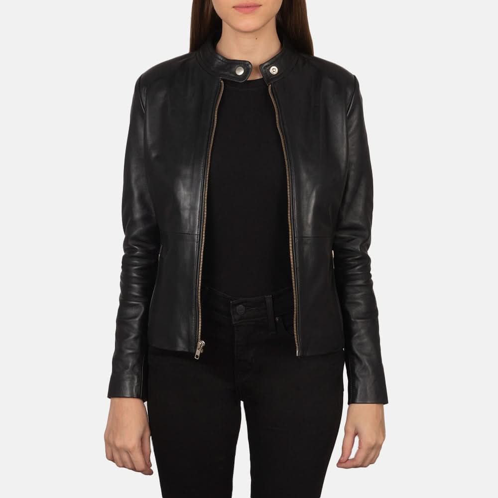 Rave Black Leather Biker Jacket - Leather Clan