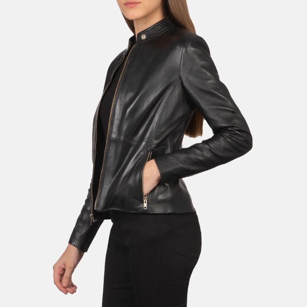 Rave Black Leather Biker Jacket - Leather Clan