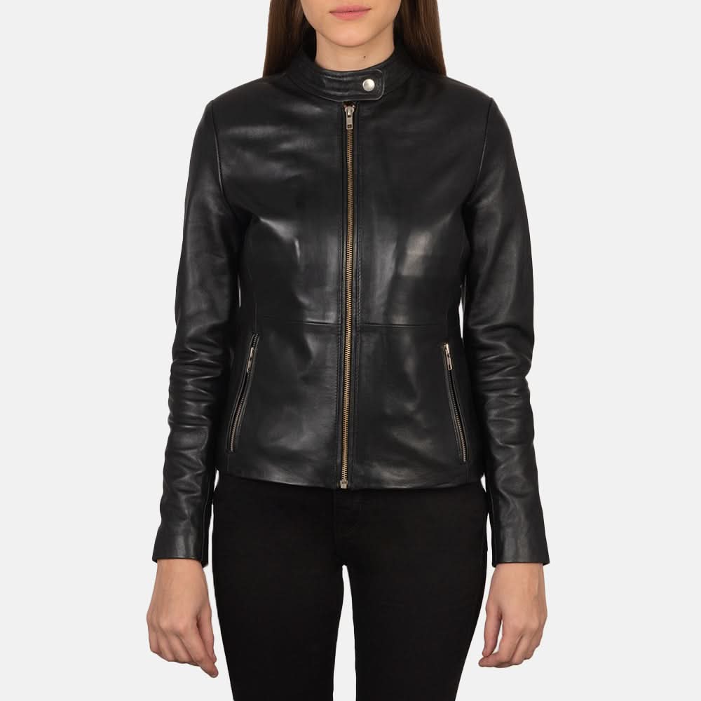 Rave Black Leather Biker Jacket - Leather Clan