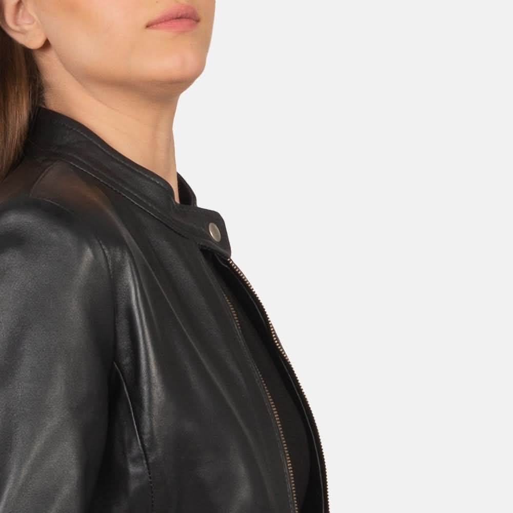 Rave Black Leather Biker Jacket - Leather Clan