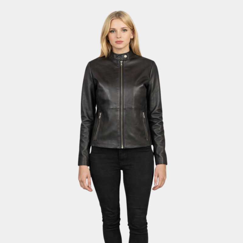 Rave Brown Leather Biker Jacket - Leather Clan