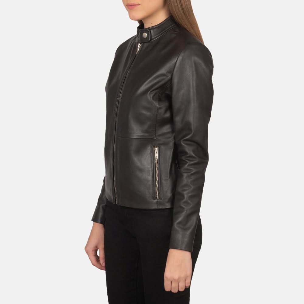Rave Brown Leather Biker Jacket - Leather Clan
