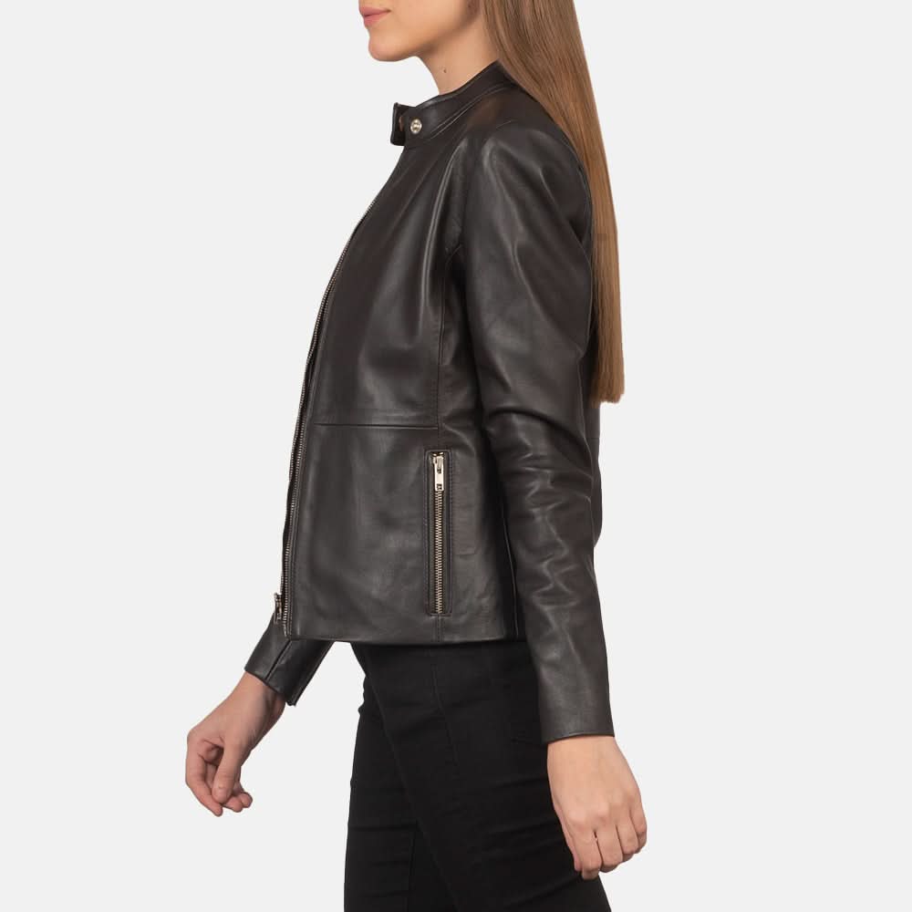Rave Brown Leather Biker Jacket - Leather Clan