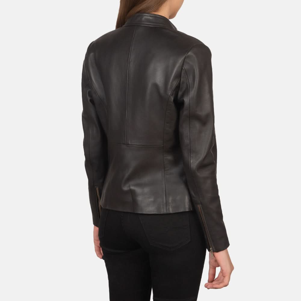 Rave Brown Leather Biker Jacket - Leather Clan