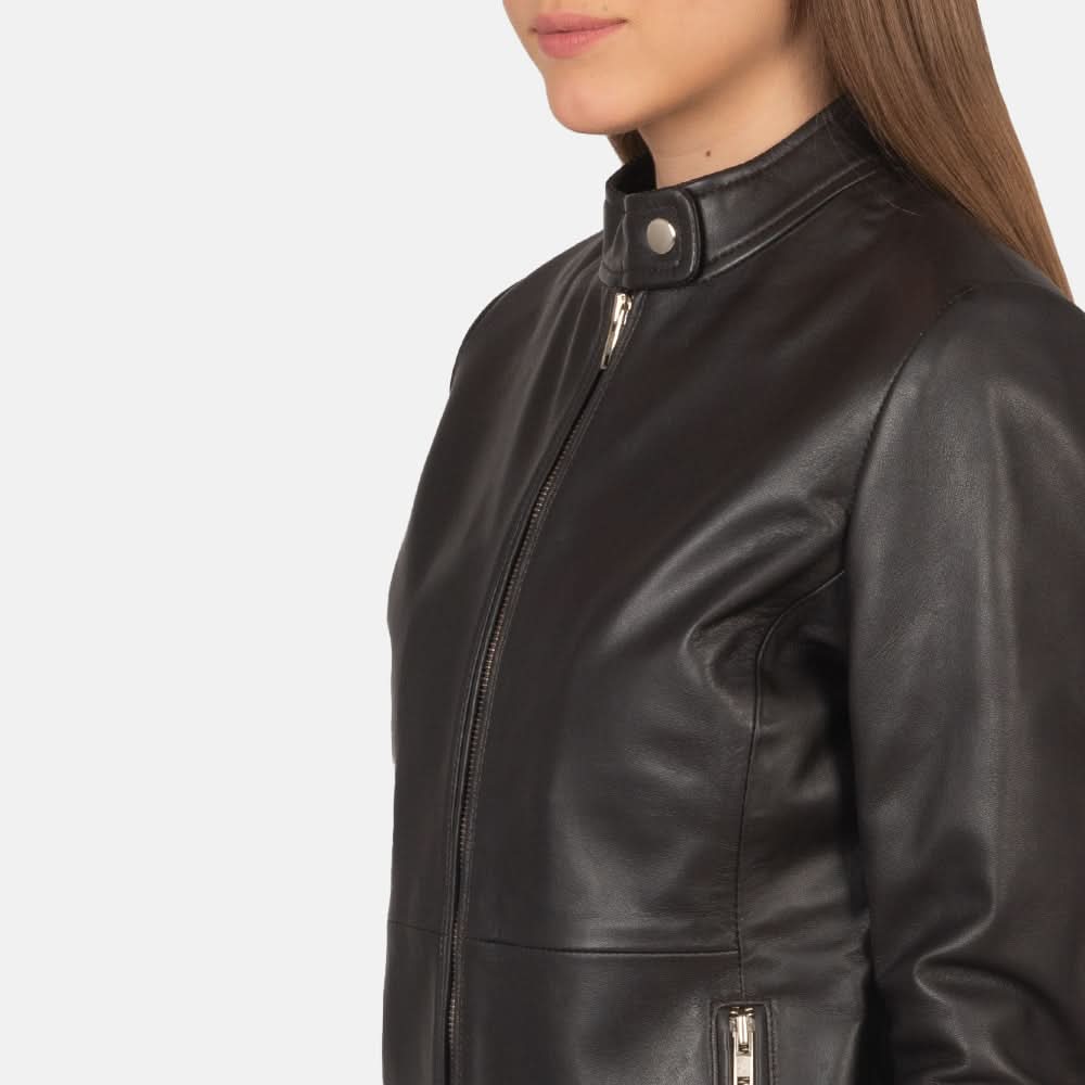 Rave Brown Leather Biker Jacket - Leather Clan