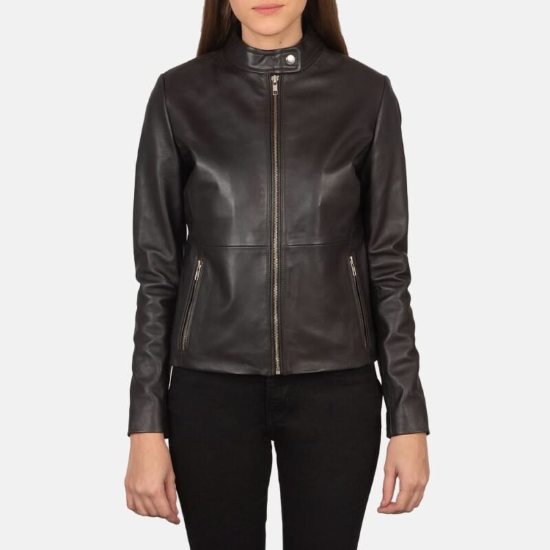 Rave Brown Leather Biker Jacket - Leather Clan