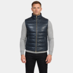 Everett Blue Leather Puffer Vest