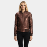 Reida Maroon Leather Bomber Jacket - Leather Clan