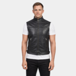 Roland Black Leather Biker Vest