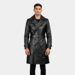 Royson Black Leather Duster Coat
