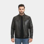 Rustic Black Leather Biker Jacket
