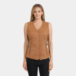 Savannah Tan Snap Front Leather Vest