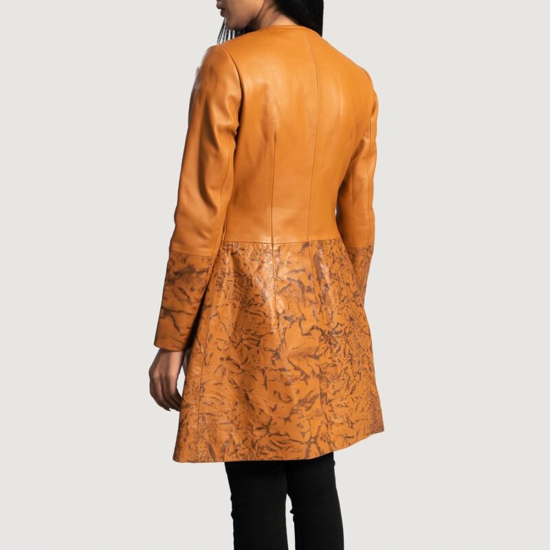 Sandy Tan Dye Leather Coat - Leather Clan