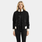 Sasha A1 Black Suede Bomber Jacket - Leather Clan
